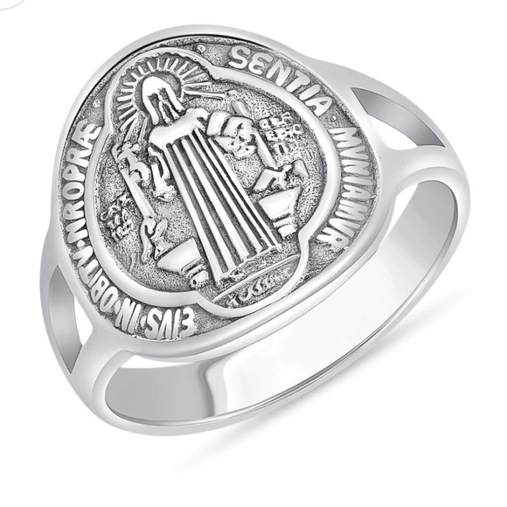 Silver 925 San Benito Center Religious Ring